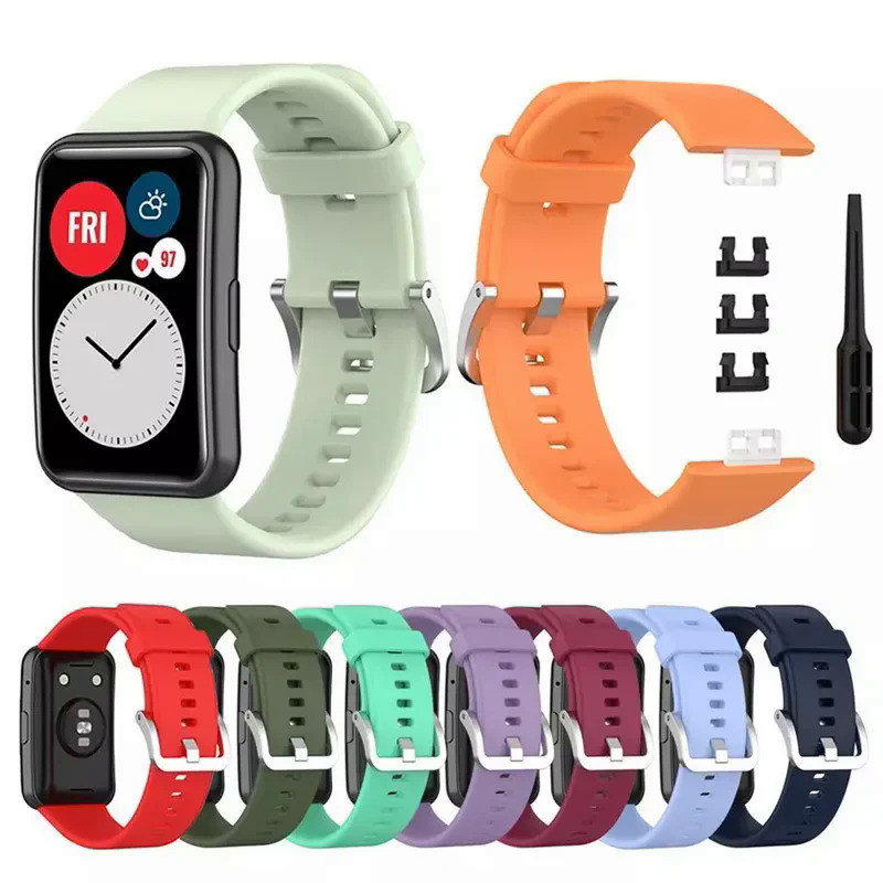 Rubber Watch Strap For Huawei Watch Fit TIA-B09 Replacement Band For Huawei Watch Fit TIA-B19 Sport 