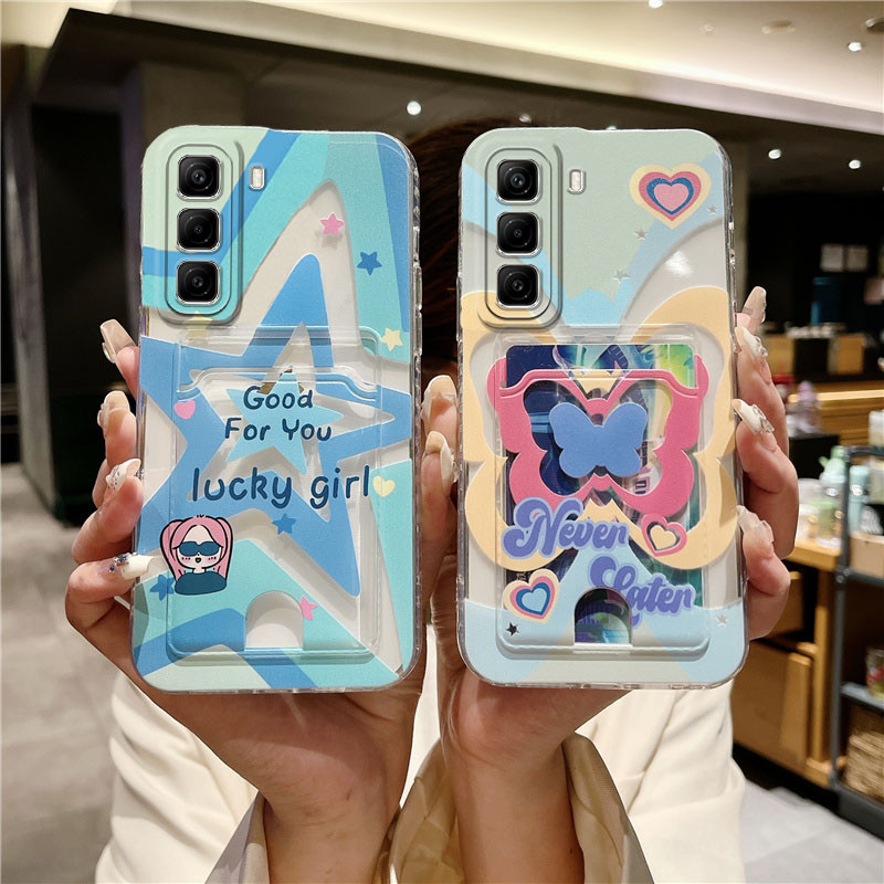 เคสกระเป๋าการ์ดสีสันสดใส INFINIX Hot50 4G / 5G / Hot 50i / Smart9 ใหม่เคสโทรศัพท์แบบนุ่มฝาครอบป้องกั