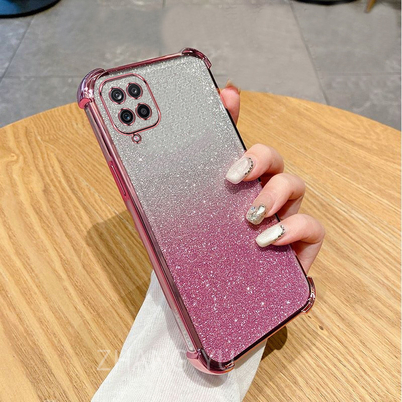 กันกระแทกเคสสําหรับ Samsung A12 M12 A224G M22 เคสโทรศัพท์ 3D ที่วางกระจกแต่งหน้าสร้อยข้อมือใหม่ softcase - รูปที่ 3