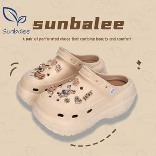 AJAYGNA รองเท้าหัวโต แถมตัวติด เสริมส้น 8 เซน รองเท้าผู้หญิงรัดส้น EVA สีพื้นล้วน SHO-SUN8694 รวมตัวติด2
