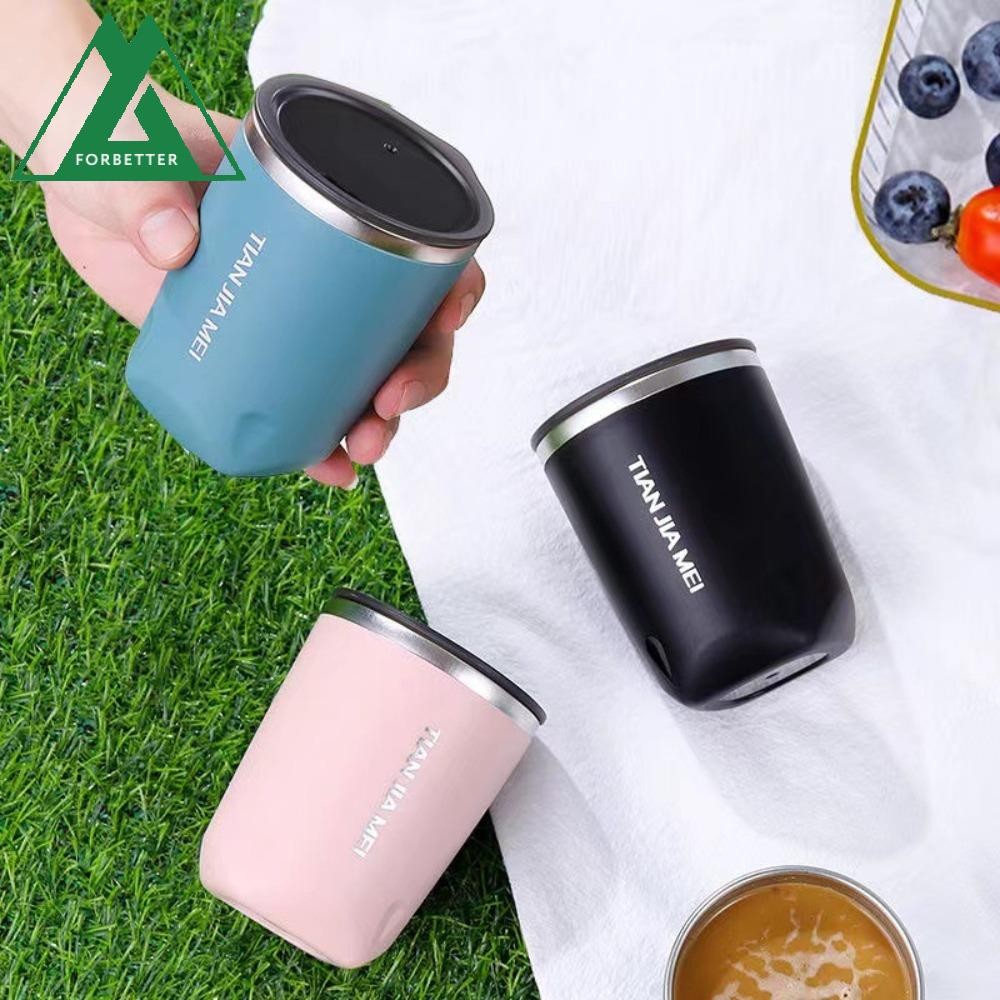 Forbetter แก้วกาแฟความร้อน, 300ML พร้อมฝาปิดกระติกน้ําสูญญากาศ, Drinkware ป้องกันการรั่ว 304 สแตนเลสสองชั้นถ้วยเก็บความร้อนนักเรียน