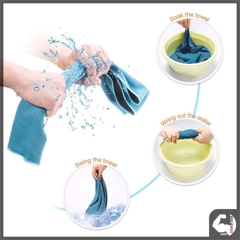 ผ้าเย็นซับเหงื่อ ผ้าเช็ดตัวไมโครไฟเบอร์ ผ้าเช็ดตัวแห้งเร็ว ผืนใหญ่ ซับน้ำได้ดี แห้งไว สะดวกพกพา - รูปที่ 5