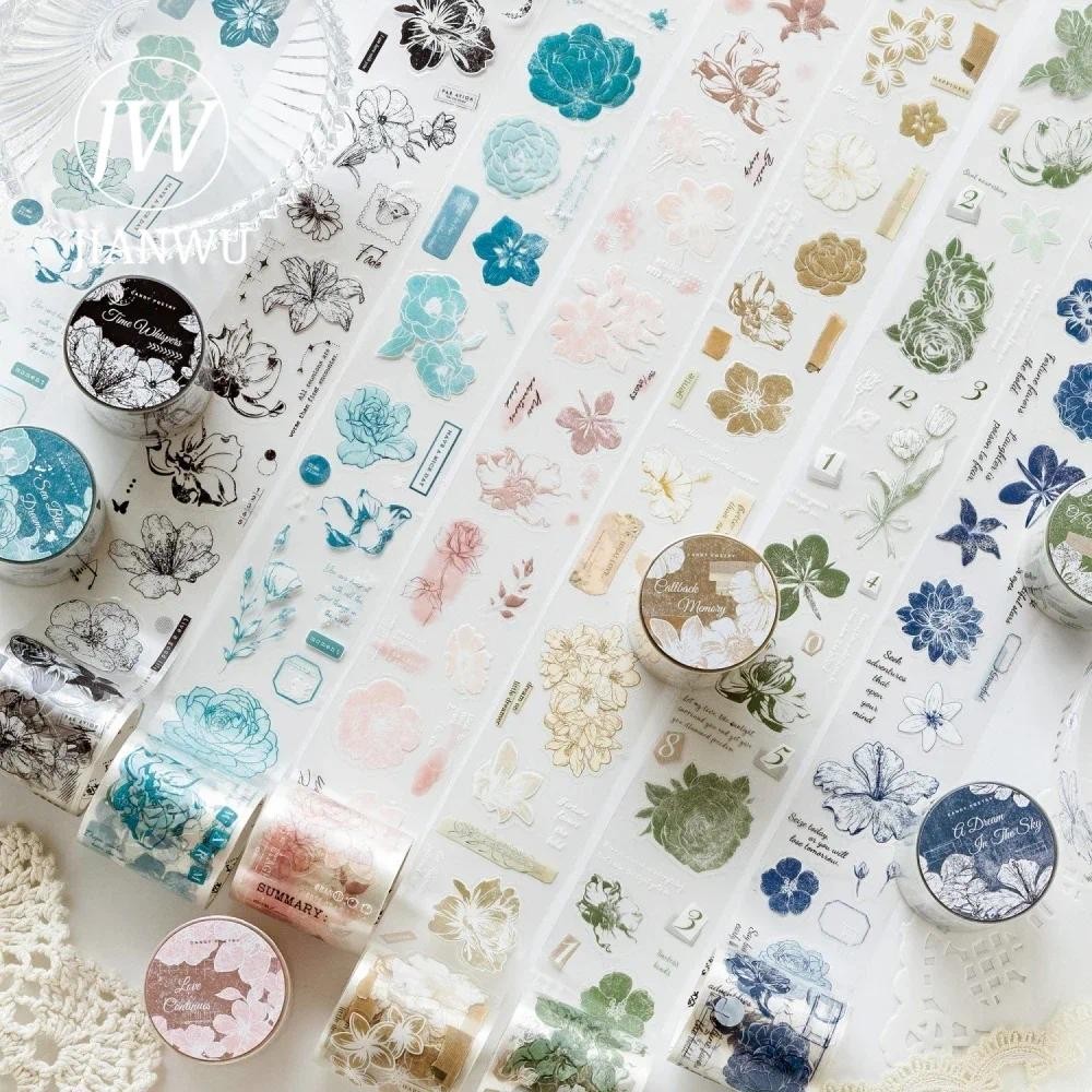 Jianwu 40 มม.* 200 ซม.ดอกไม้พิมพ์ Series Vintage วัสดุ Collage ภูมิทัศน์ PET เทป Creative DIY Journal เครื่องเขียน