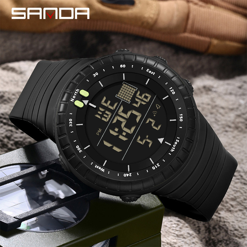 Sanda สไตล์คลาสสิกหน้าจอขนาดใหญ่กีฬาอเนกประสงค์อินเทรนด์กันน้ํา Night Light LED นาฬิกาผู้ชาย SD6256-27
