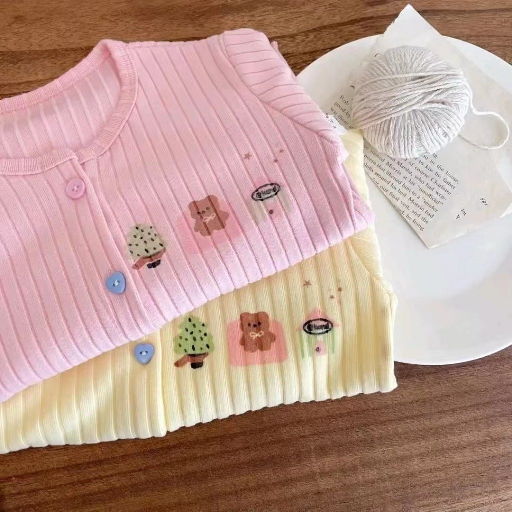 เสื้อคลุมเด็ก เสื้อคาร์ดิแกนเด็กผู้หญิง แขนยาวกระดุมหน้า แฟชั่น 2024 Size 80-110 cm - รูปที่ 3