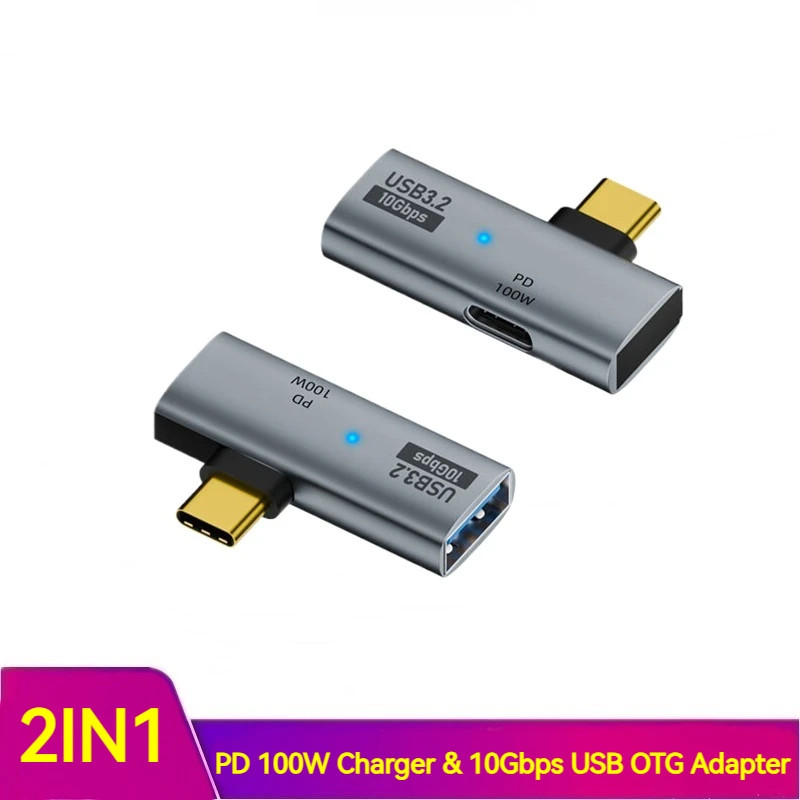 Twitch 2 in 1 OTG อะแดปเตอร์ PD100W/10W ประเภท C ถึง USB 3.2 Fast Charging Adapter Converter สําหรับโทรศัพท์มือถือแท็บเล็ตและแล็ปท็อป