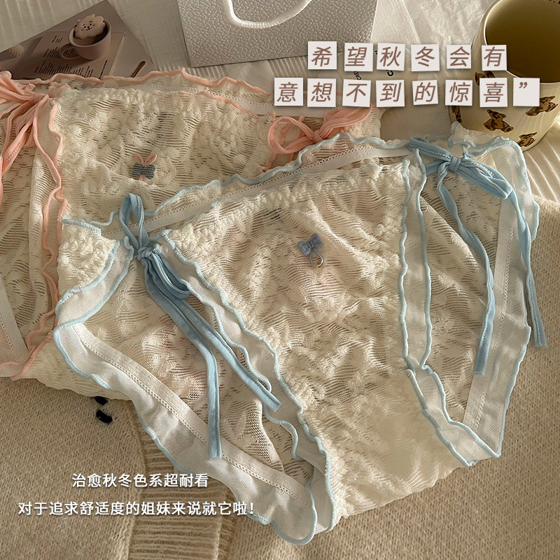 สุภาพสตรีขนาดบวกชุดชั้นในเอวกลางการ์ตูนร้อนขายไขมัน MM100kg Pure Desire สไตล์ High-End สะโพก-Lifting กางเกงระบายอากาศ