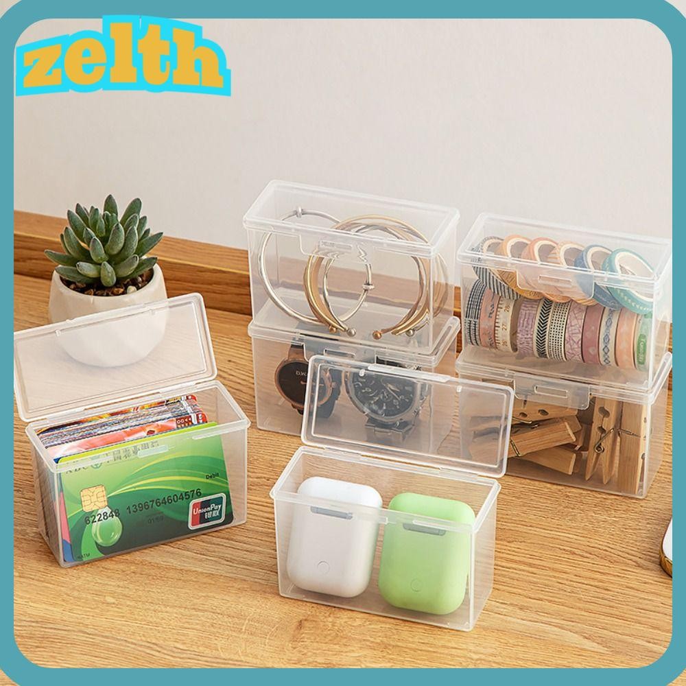 Zelth กล่องเก็บของโปร่งใส,อเนกประสงค์ ID Card Organizer Storage ,อุปกรณ์ตกแต่งเดสก์ท็อปพร้อมฝาปิด Photocard พลาสติกขนาดเล็กคอนเทนเนอร์สําหรับจัดเก็บเครื่องประดับ