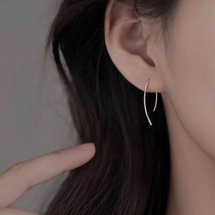 ส925 ต่างหูเงินแท้สายเครื่องประดับแฟชั่นที่เรียบง่ายของขวัญนักเรียนหญิง