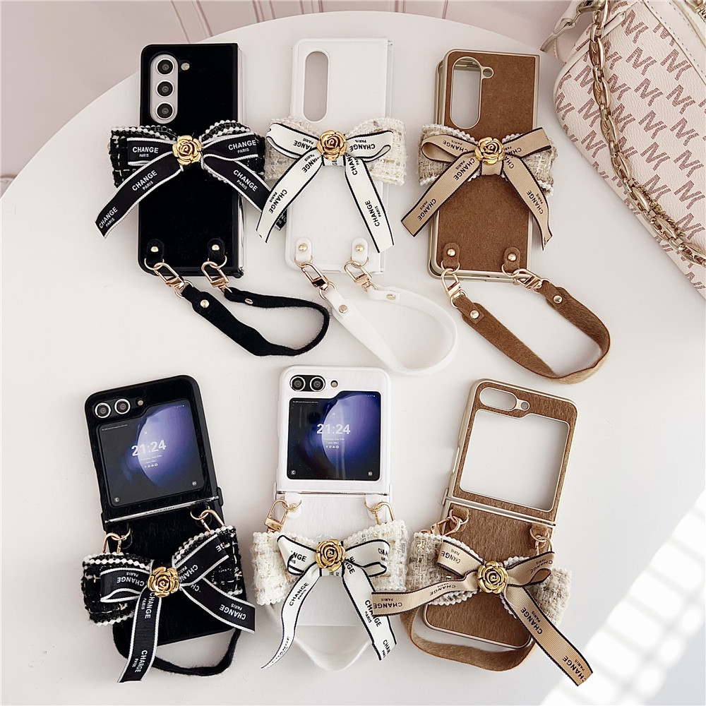 Luken แฟชั่นเกาหลีโบว์ตุ๊กตาสั้นสําหรับ Samsung Galaxy Z Flip5 กรณี Z Flip6 Z Flip3 สําหรับ Galaxy Z