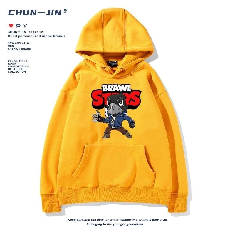 Brawlstars BrawlStars Zeus Red Thumb Game Peripheral Hooded Sweatshirt ผู้ชายผู้หญิงฤดูใบไม้ร่วงฤดูห