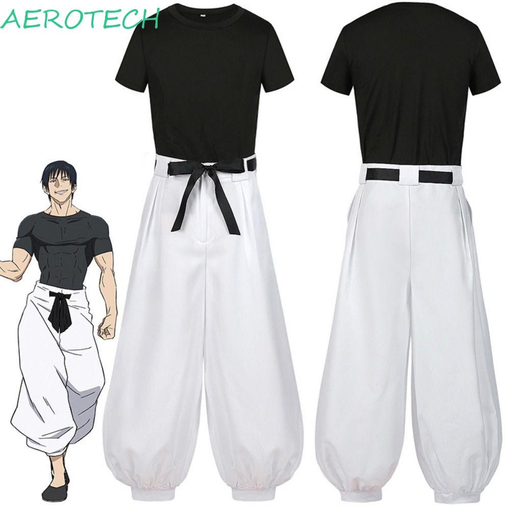 Aerotech Toji Fushiguro คอสเพลย์เครื่องแต่งกาย,สีดําวิกผมสั้น Jujutsu Kaisen คอสเพลย์เครื่องแต่งกาย,แขนเสื้อกางเกงแฟชั่นอะนิเมะ Jujutsu Kaisen Cool Kaisen คอสเพลย์เครื่องแต่งกาย Carnival