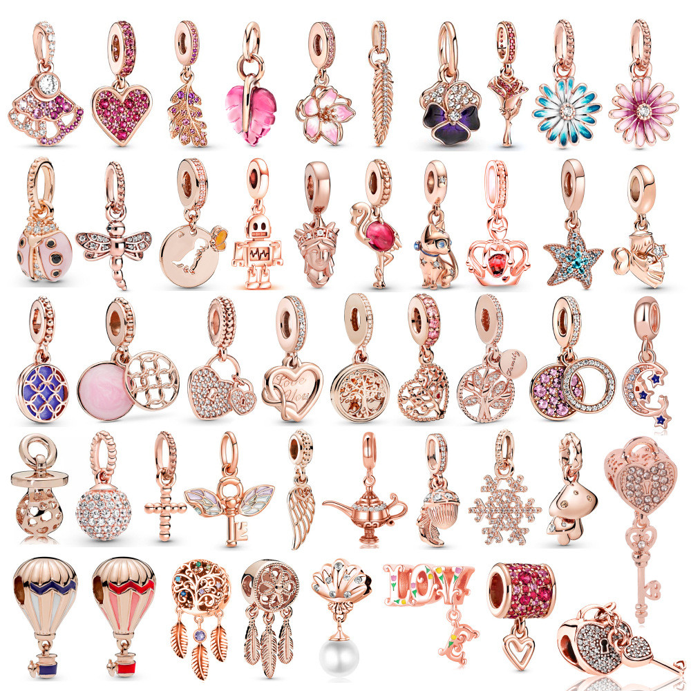 โลหะผสม Rose Gold Plated Love สัตว์ Charm Heart Hole จี้-ลูกปัด Pandora/เครื่องประดับ/สร้อยข้อมือ DIY/สร้อยคอ DIY/เครื่องประดับ/สร้อยข้อมือจี้/จี้/เครื่องประดับ DIY