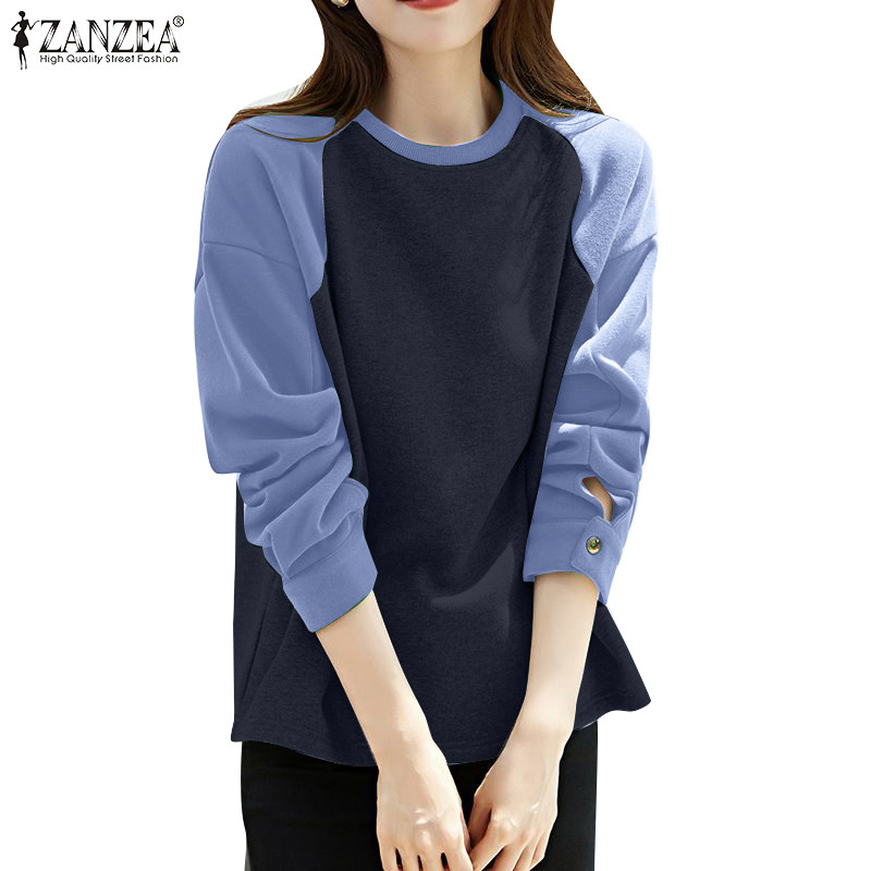 Zanzea เสื้อเบลาส์แขนยาวลําลองแฟชั่นเกาหลีสําหรับผู้หญิง