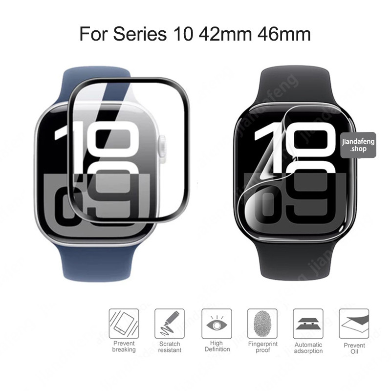 ฟิล์มนุ่มปกป้องเต็มจอ ฟิล์มป้องกันหน้าจอ 3D PMMA สำหรับ iWatch Series 11 10 ขนาด 42 มม. 46 มม.