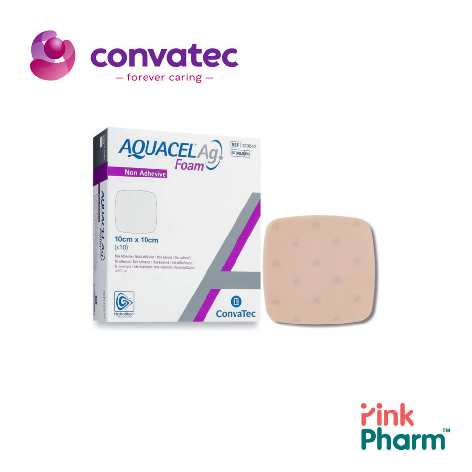 420806 AQUACEL AG Foam N/ADH แผ่นปิดแผล อควาเซลเอจีโฟม ชนิดไม่มีกาว ขนาด 15x20 CM จำนวน 5 ชิ้น