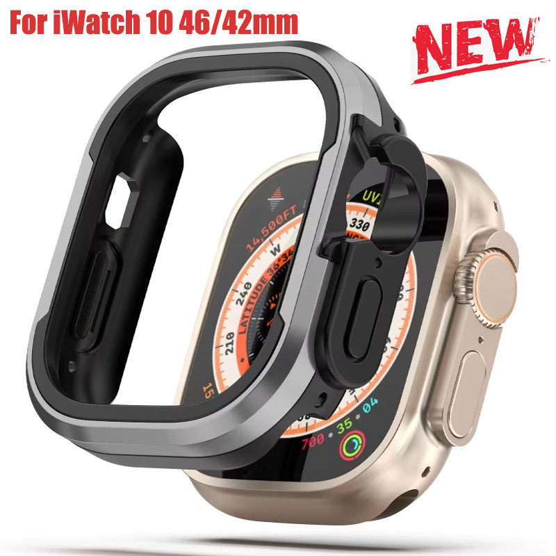 อลูมิเนียมสําหรับ Apple Watch 10, 46/42/49/45 มม., กรอบโลหะกันชน + TPU สําหรับ iWatch Ultra 2 9 8 SE 6 7 5 41/44/40 มม.