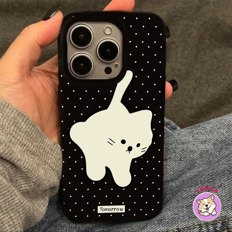 น่ารักแมวสีขาวเคสโทรศัพท์สําหรับiphone 16 15 14 13 12Pro Max 11 XR XS Max 7 8 Plus SE2020 การ์ตูนฝาครอบโทรศัพท์สําหรับiPhone 16Pro 16Plus 16Pro Max Soft Case GDK