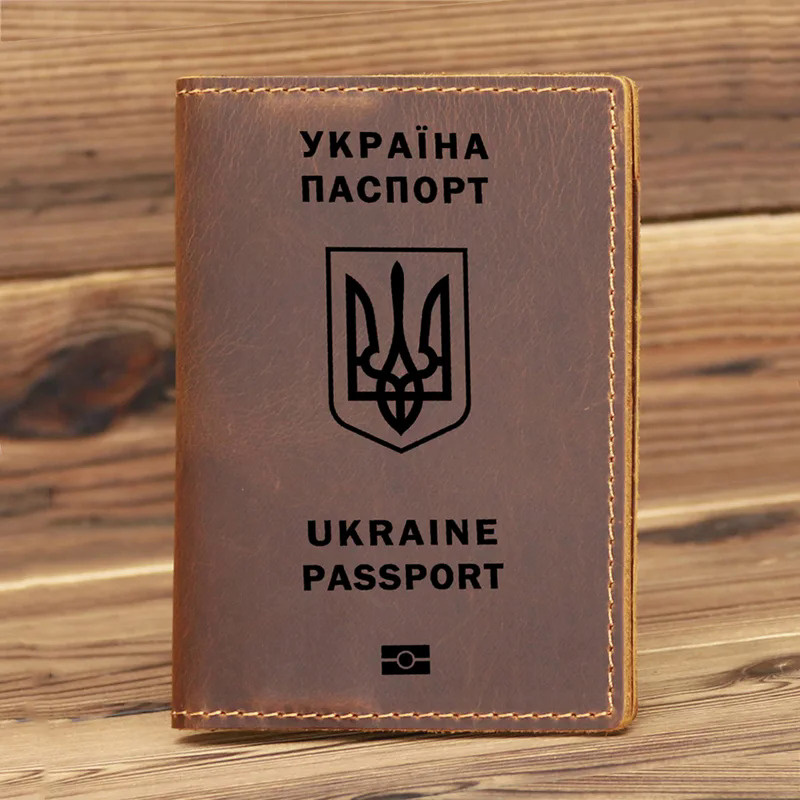 Handmade Real Leather Ukraine Passport Cover Men Genuine Leather Ukraine Passport Holder Covers for 