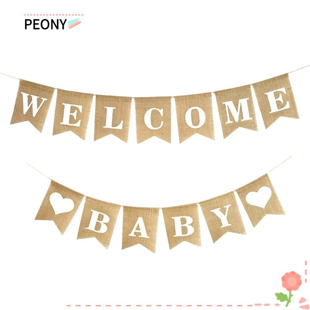 Peonypavilion Baby Shower, Welcome Baby Banner ตกแต่งอาบน้ําเด็กน่ารักน่ารัก, ป้ายประกาศเด็กสําหรับฉ