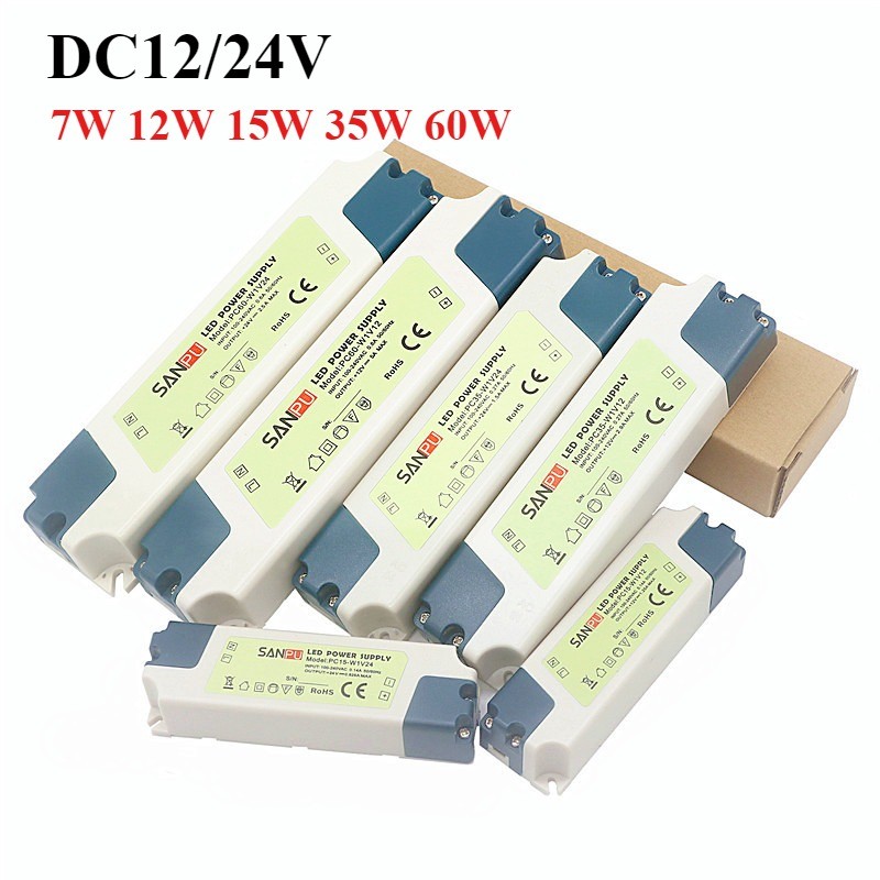 220 AC ถึง 12V 24V DC Switching Adapter 5A 3A 1A LED Transformer 7W 12W 15W 35W 60W LED Power Supply