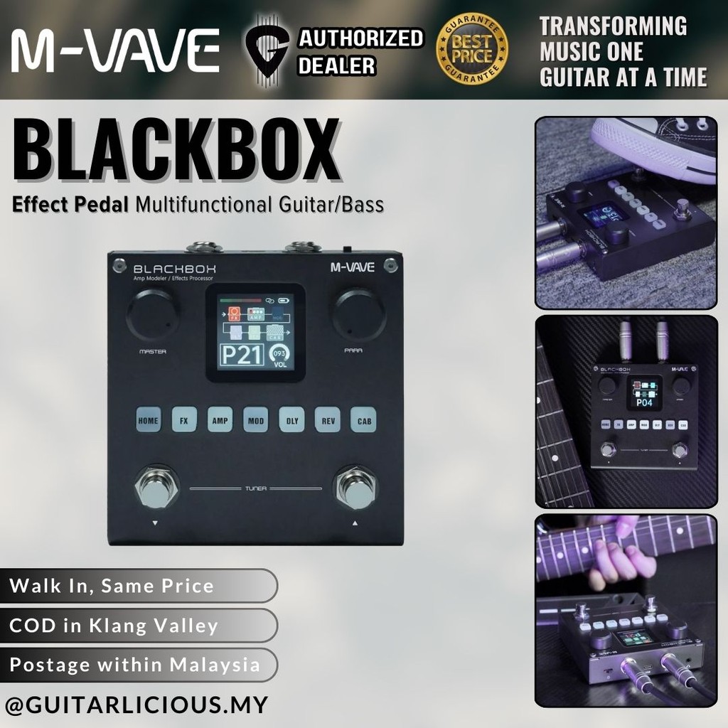 M-VAVE BLACKBOX เอฟเฟกต์กีตาร์เหยียบมัลติฟังก์ชั่นกีตาร์/เบสเอฟเฟคเตอร์แบตเตอรี่ในตัว, 80 รีเซ็ต 6 เ