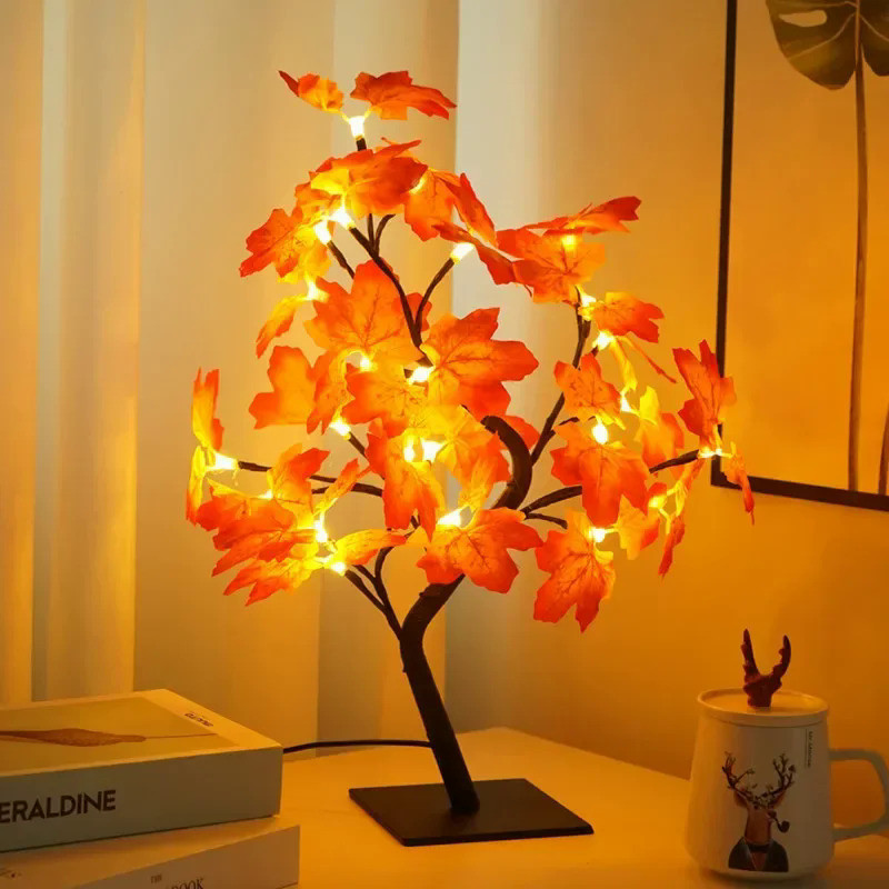 24 LED Fairy Flower Tree Table Lamps Maple Leaf Lamp Rose Night Light USB Operated Gifts for Wedding