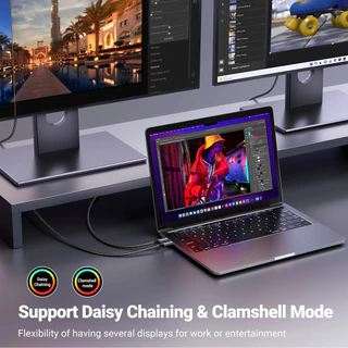 Ugreen UsbC ถึง 8K Displayport1.4 สาย Thunderbolt 3/4 Type-C ถึง DP สายโปรเจคเตอร์สําหรับ Macbook Pro