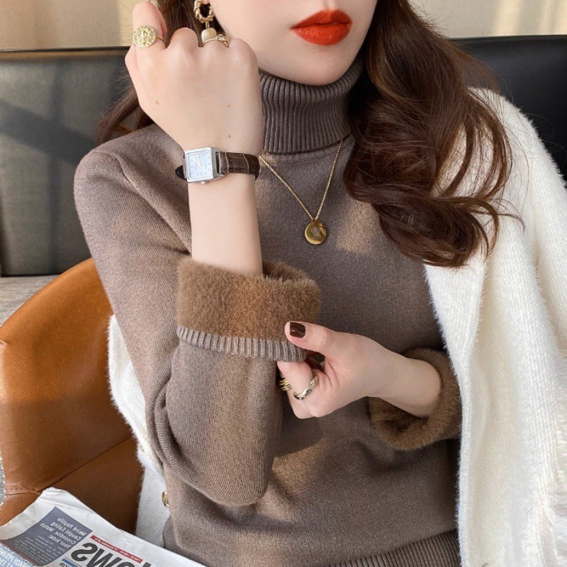 🔥พร้อมส่ง🔥 MSD เสื้อคอเต่าสีทึบสวมใส่สบายหนาและกํามะหยี่เสื้อกันหนาวแฟชั่นผู้หญิง