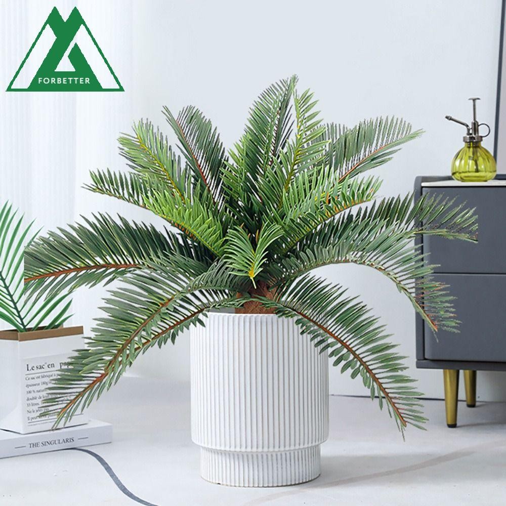 Forbetter ต้นไม้ปลอม Cycad, 45 ซม.พลาสติกประดิษฐ์ปาล์มต้นไม้สาขา, DIY การจัดดอกไม้ขนาดใหญ่ที่สมจริงพืชเขตร้อนใบต้นมะพร้าวตกแต่งสํานักงาน