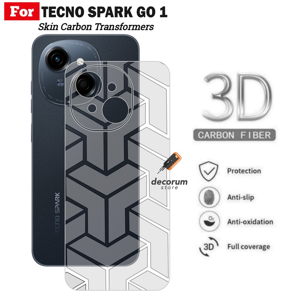 Tecno Spark Go 1 Carbon Skin Transformers ด้านหลัง Garskin