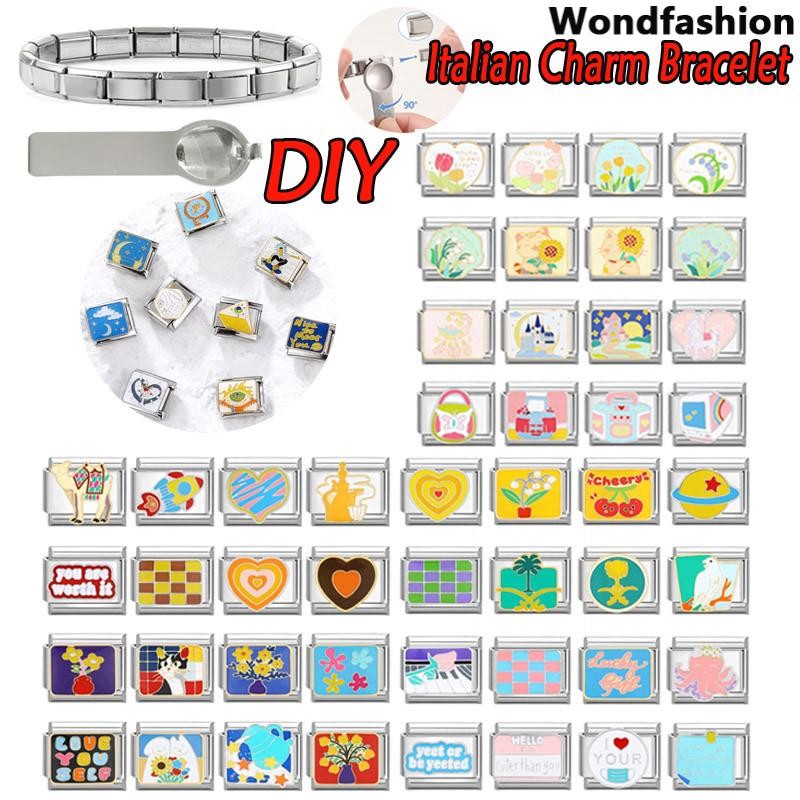Spinning Mu ม้าอิตาเลี่ยน Charm สร้อยข้อมือ Fit 9 มม.สร้อยข้อมือสแตนเลส DIY เครื่องประดับทําอุปกรณ์เสริม Retro บุคลิกภาพโมดูลสร้อยข้อมืออุปกรณ์เสริม