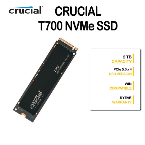 SSD Crucial T700 12,400/11,800MB/s PCIe Gen 5.0 x4, NVMe M.2 Internal Gaming SSD, เอสเอสดี