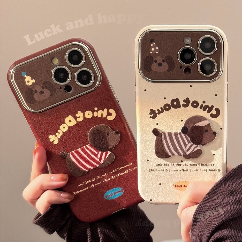 สติ๊กเกอร์ลูกสุนัข 3D เหมาะสําหรับ iPhone 17ProMax เคส iPhone 16 หนังแกะ Apple 15 Promax/14/13/12/11