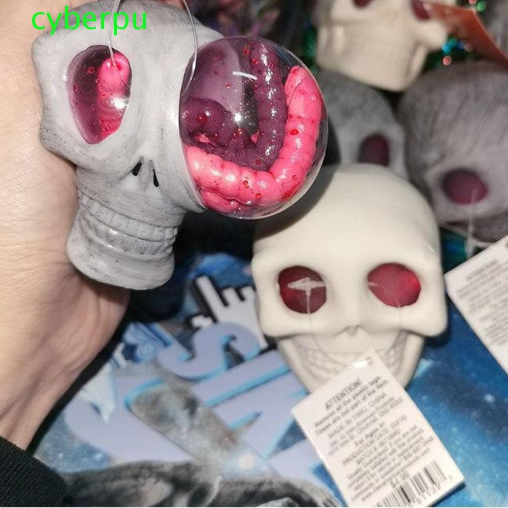 Cyberpulse Skull Squeeze Ball, Sensory Fidget Skull Vent ของเล่น, Skull ตุ๊กตาตลก TPR Gothic Pinch Skull หัวเด็กของขวัญ