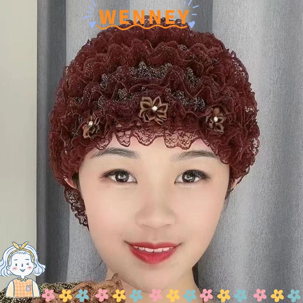 ดอกไม้มุสลิม WENNY, เส้นใยอะคริลิคลูกไม้ตาข่าย Turban, ไม่มีชายคา Headscarf Cap