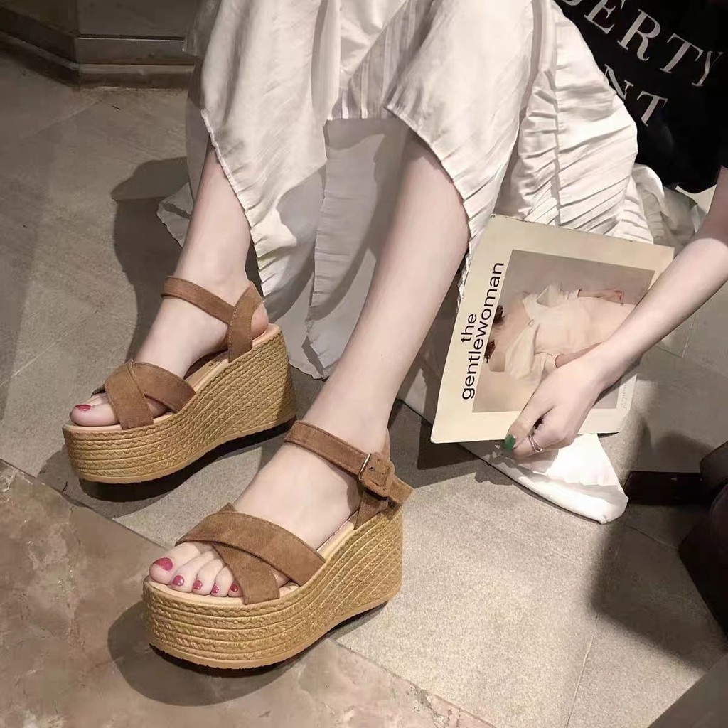 รองเท้าแตะพื้นหนา รองเท้าแตะ Over-Toe Slip-On เวอร์ชั่นเกาหลี