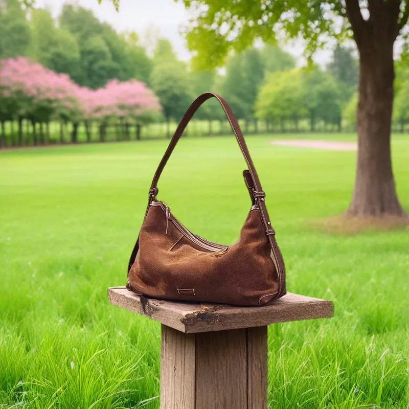สไตล์ใหม่ Songmont Mountain พร้อมการติดตามหลวมกระเป๋าเดินทาง hobo กระเป๋า Suede One-Shoulder Armpit Commuter Niche กระเป๋าหญิง
