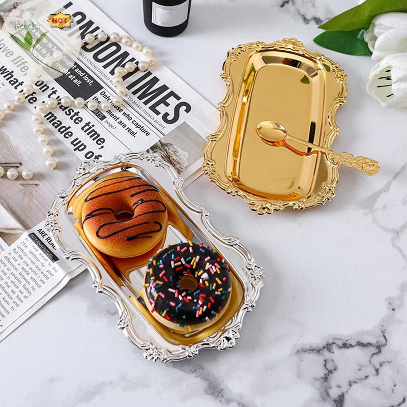 Maud Vintage นูนถาดเสิร์ฟ Platter สําหรับขนมหวานเครื่องประดับขนมขบเคี้ยวแผ่นสําหรับตกแต่งโต๊ะรับประทานอาหาร EN