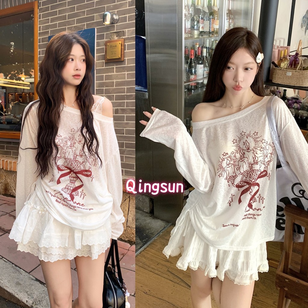 UMISO เสื้อชีฟองทรง Ovesize ใส่แมทช์เสื้อสายเดี่ยว หรือ บิกินี่ ใส่คลุมได้ทุกงาน ทรงหลวม พิมพ์ลาย สาว  ป้องกันแดด