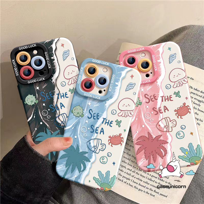 สําหรับRedmi 14C A3 10C 13C 12C 9C 12 9 10 9T A1 9A A2 10Aหมายเหตุ12 13 11 14 10 10s 11s 9 Pro Max Plus Poco C75 X5 X6 Pro C61 แมงกะพรุนทะเลDreamyปลาทะเล จิตรกรรม เคสใหม่