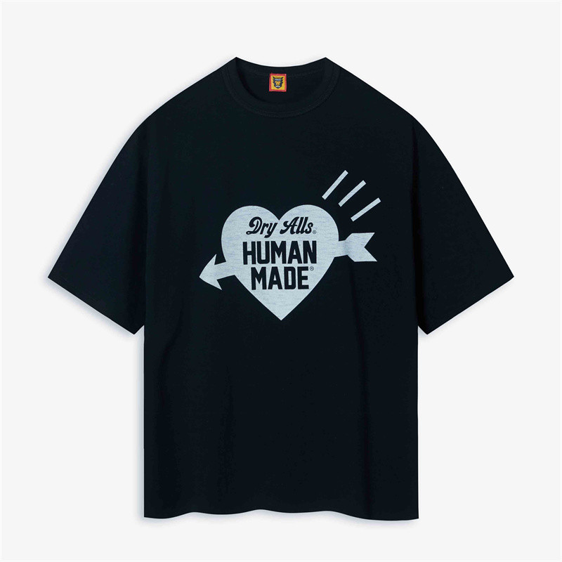 เสื้อยืดแขนสั้นลายพิมพ์หัวใจและลูกศรสำหรับผู้ชายและผู้หญิง ผลิตจากผ้าฝ้ายคุณภาพดี ทรงหลวมสวมใส่ง่าย ในสไตล์แฟชั่นขนาดใหญ่