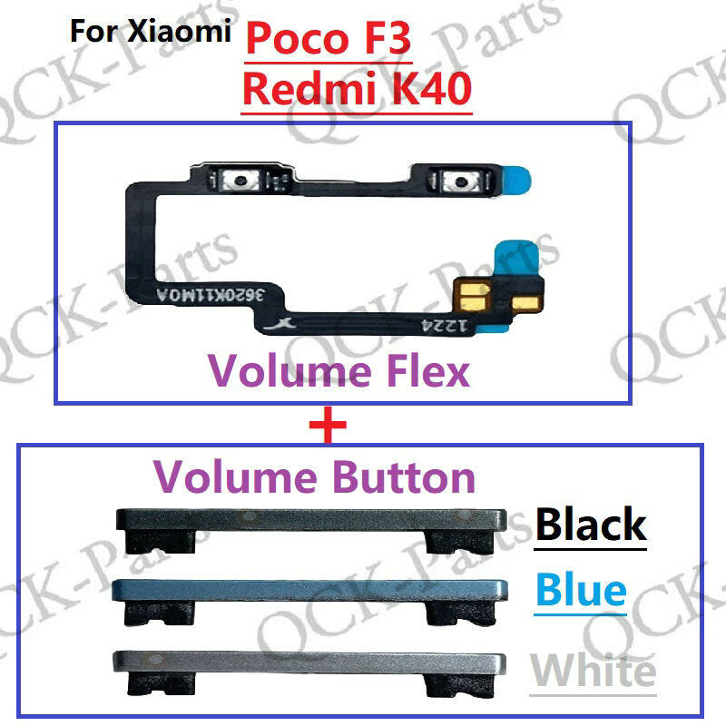 สําหรับ Xiaomi Poco F3 ปุ่มปรับระดับเสียงปุ่ม Flex Cable Keys ปุ่มปิดระดับเสียงขึ้นและลงปุ่มด้านข้างสําหรับ Redmi K40 อะไหล่ทดแทน