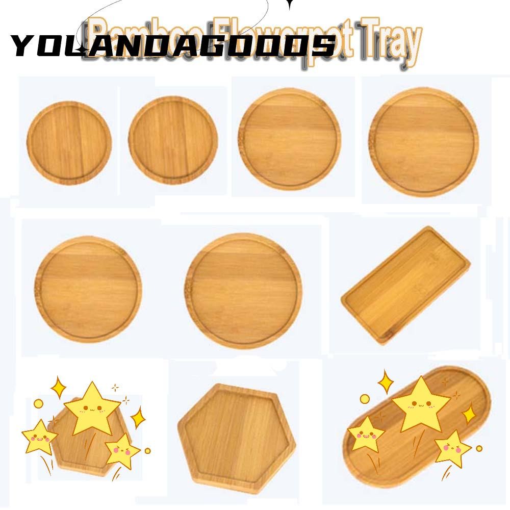 YOLA ถาดไม้ไม้ไผ่อุปกรณ์ทําสวน Planters หม้อ Stander ตกแต่งบ้านหกเหลี่ยมสี่เหลี่ยมผืนผ้า