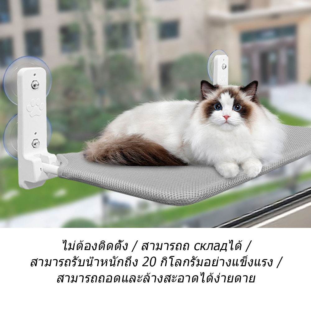 เตียงแขวนแมว กับติดผนัง เปลแมวติดกระจก ขนาดใหญ่ 52×30ซม รับน้ำหนักได้ถึง