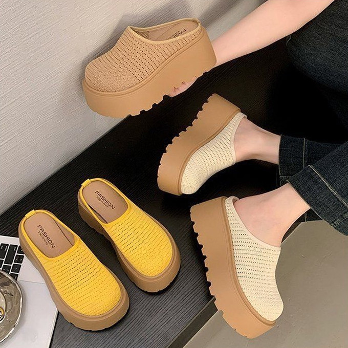 SUNBALEE 🌟 N35 รองเท้าส้นตึก รองเท้าแบบสวมเสริมส้นสูง สำหรับผู้หญิง สวยคลาสสิค สินค้าพร้อมส่ง
