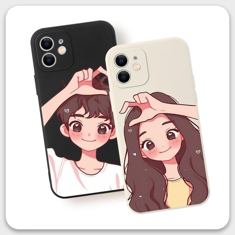 Jeero เคสคู่ เคสไอโฟน คู่รัก กันกระแทกนุ่มการ์ตูนน่ารักตลก เคสโทรศัพท์ for iPhone 16 15 14 13 12 11 Pro Max SE 2020 X XR XS 8 7 Plus พลัส  ZC048 - รูปที่ 3