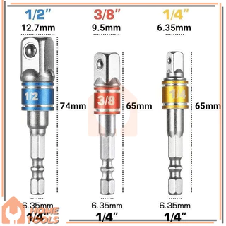ชุดข้อต่อ ข้อต่อสว่าน ข้อต่อลูกบล็อก 3ตัว(1/2”, 3/8”, 1/4”) ใช้สวมเข้ากับสว่านพื่อที่จะสวมลูกบล็อกเข้าอีกที