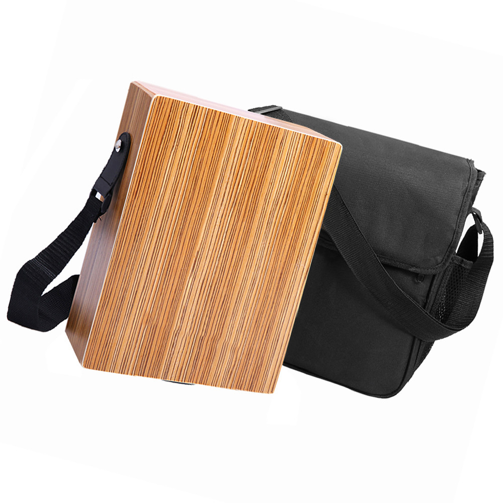 Winn Portable Traveling Cajon Box Drum Flat Hand Drum Wooded Percussion Instrument with Strap Carry 