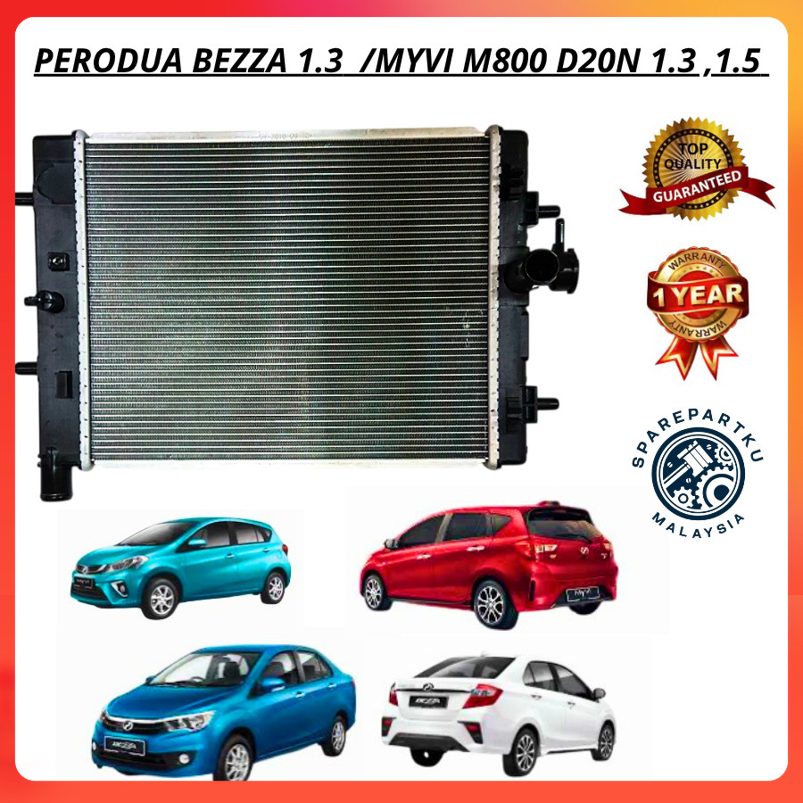 PERODUA BEZZA 1.3 / MYVI GEN3 D20N M800 AUTO MANUAL RADIATOR TEBAL TANGKI AIR 1 การรับประกัน TAHUN
